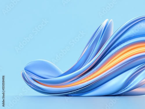 Abstract Fluid Forms in Light Blue and Orange
