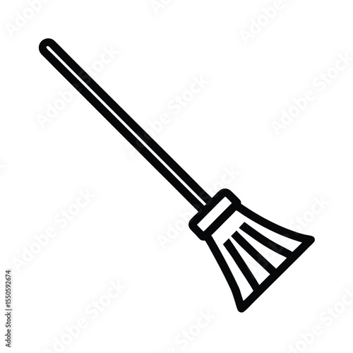 Broom Icon Outline Vector Illustration