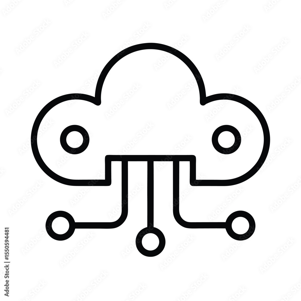 Cloud Computing Icon Outline Vector Illustration Cloud Computing Icon Outline Vector Illustration