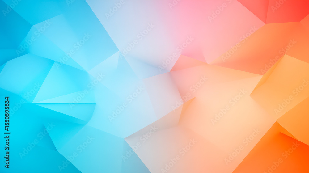 Abstract geometric background with a smooth gradient blending blue, pink, and orange hues in polygonal shapes. Abstract geometric background with a smooth gradient blending blue, pink, and orange hues in polygonal shapes.