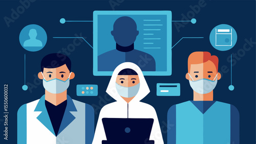 Data Analysis Team A group of forensic analysts in a lab setting evaluating facial recognition data related to a highprofile criminal case.