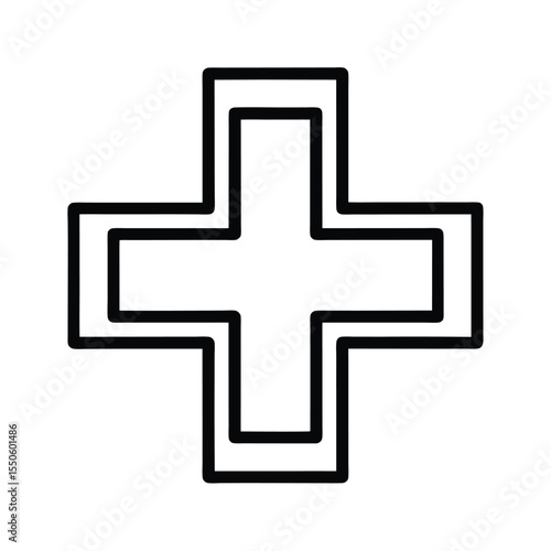 Medical Cross Icon Outline Vector Illustration