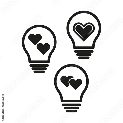 Lightbulb heart icons. Idea love symbol. Creative concept Vector. Passionate innovation emblem.