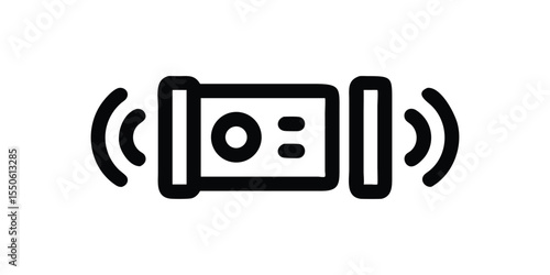 Sleek Black Vector Silhouette Icon of Speaker with Sound Waves for Audio Systems, Music Promotions, and Technology Designs