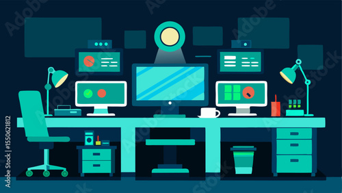 Data Recovery Lab A brightly lit lab filled with monitors where a spet types commands on a keyboard surrounded by various tech gadgets.