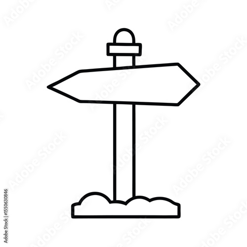 trail direction arrow on wooden guidepost showing map Vector illustration