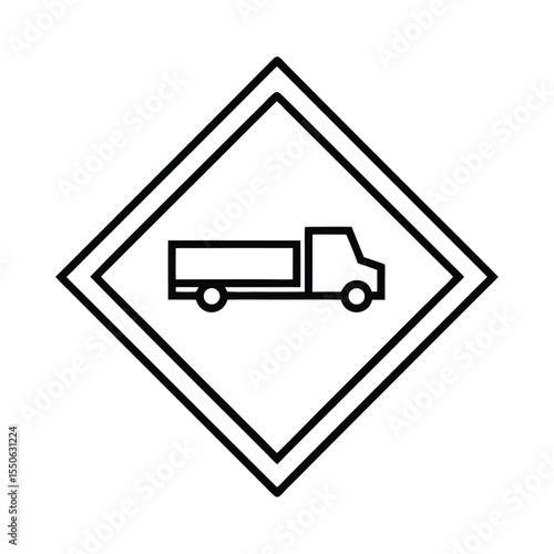 truck route arrow clearly marked on road signage board Vector illustration