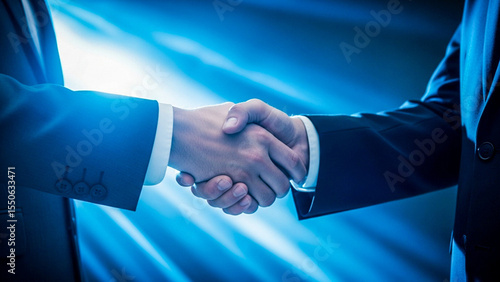 Client Trust and Agreement: A professional handshake between a businessman and a client, showing customer satisfaction and service. 