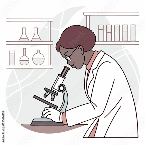 ab Technician Working with Microscope in Clean Laboratory