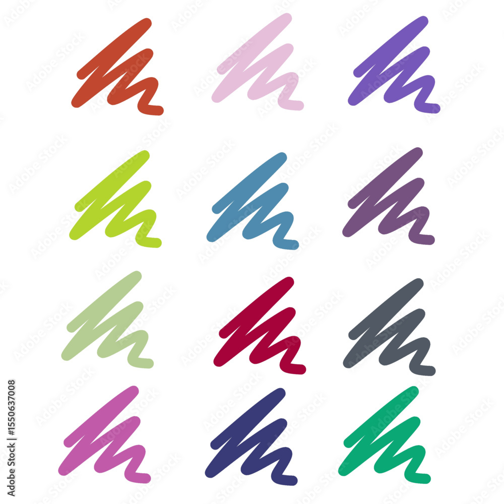Illustration of various colorful smooth scribbles with different types of colors in each scribble, suitable for use as banner and greeting card decorations. Illustration of various colorful smooth scribbles with different types of colors in each scribble, suitable for use as banner and greeting card decorations.