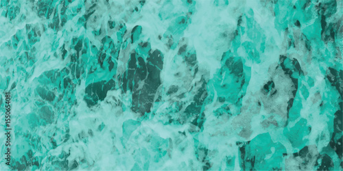 Abstract aerial view of teal ocean water with foamy texture creating a fluid and organic pattern
