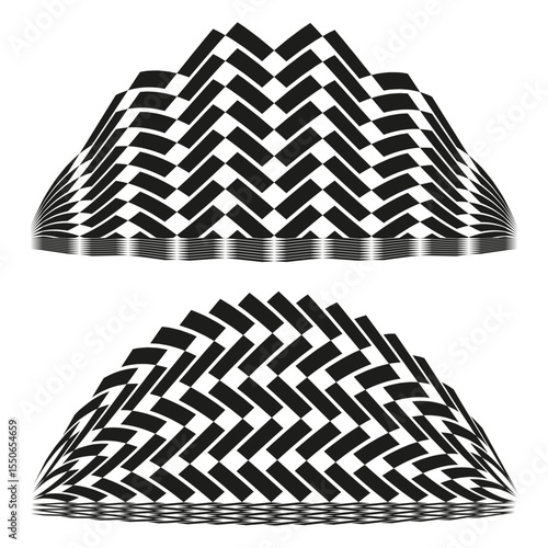 Semicircle pattern design. Half moon shapes. Curved geometric forms. Vector arc collection.