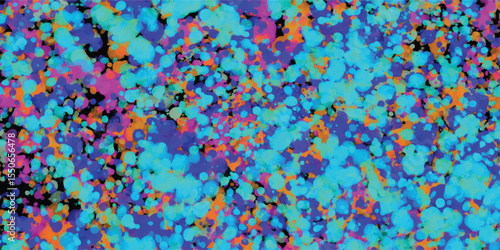 Abstract multicolor splatter art in various shades of blue orange and purple creating a modern artistic background for creative designs