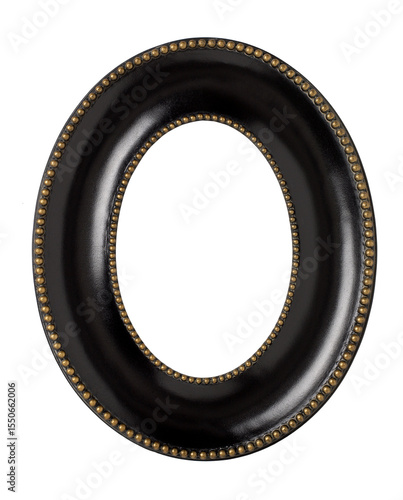 Black oval wood painted picture frame.