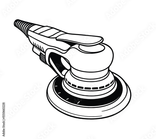 Electric Sander Illustration, Isolated Precision Tooling Art