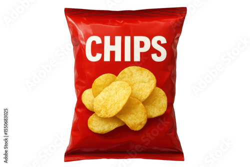 Chips package featuring a transparent background, showcasing a delicious and crispy snack perfect for various occasions and cravings