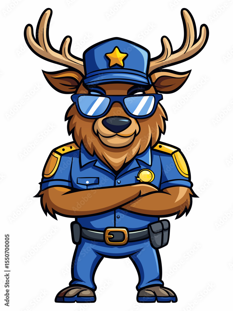 Obraz premium elk police mascot colorful illustration, suitable for logo, mascot character, brand mascot, or security mascot