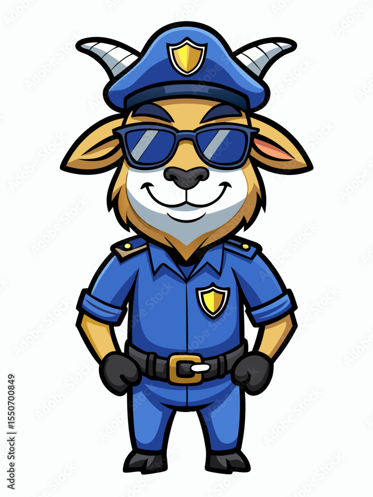 Obraz premium goat police mascot colorful illustration, suitable for logo, mascot character, brand mascot, or security mascot