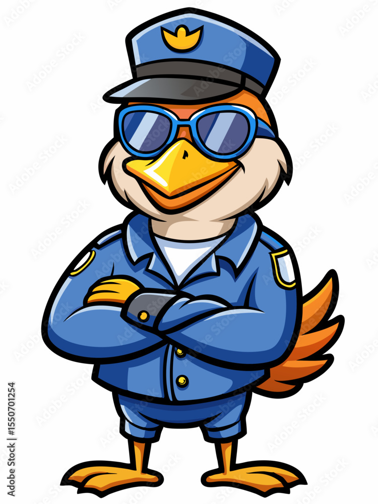 Obraz premium goose police mascot colorful illustration, suitable for logo, mascot character, brand mascot, or security mascot