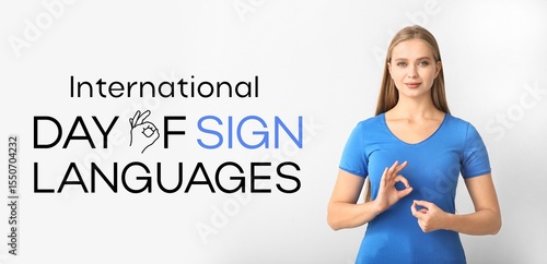 Young deaf mute woman on li...