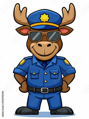 moose police mascot colorful illustration, suitable for logo, mascot character, brand mascot, or security mascot