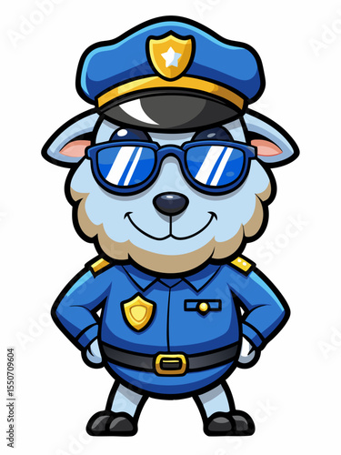 sheep police mascot, vector illustration, suitable for logo, mascot logo, game character, and others