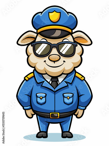 sheep police mascot, vector illustration, suitable for logo, mascot logo, game character, and others