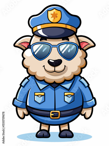 sheep police mascot, vector illustration, suitable for logo, mascot logo, game character, and others