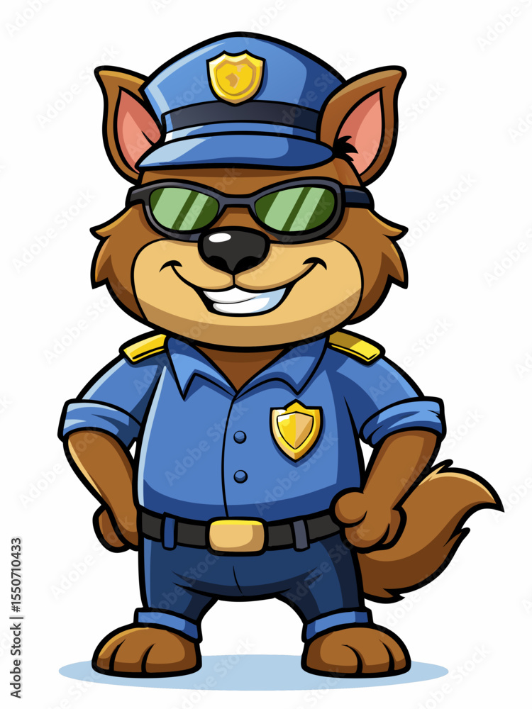 Obraz premium tasmanian devil police mascot, vector illustration, suitable for logo, mascot logo, game character, and others