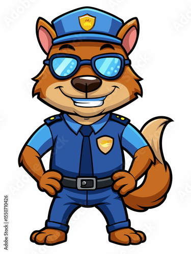 tasmanian devil police mascot, vector illustration, suitable for logo, mascot logo, game character, and others