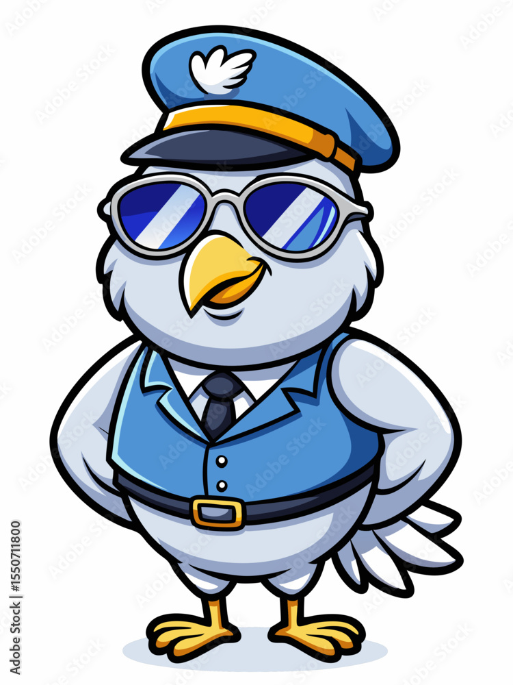 Obraz premium white dove police mascot, vector illustration, suitable for logo, mascot logo, game character, and others