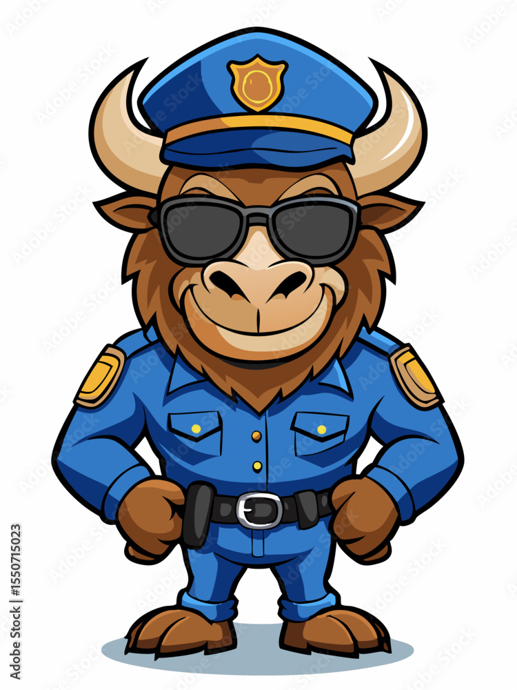 bison police mascot, vector illustration, suitable for logo, mascot logo, game character, and others bison police mascot, vector illustration, suitable for logo, mascot logo, game character, and others
