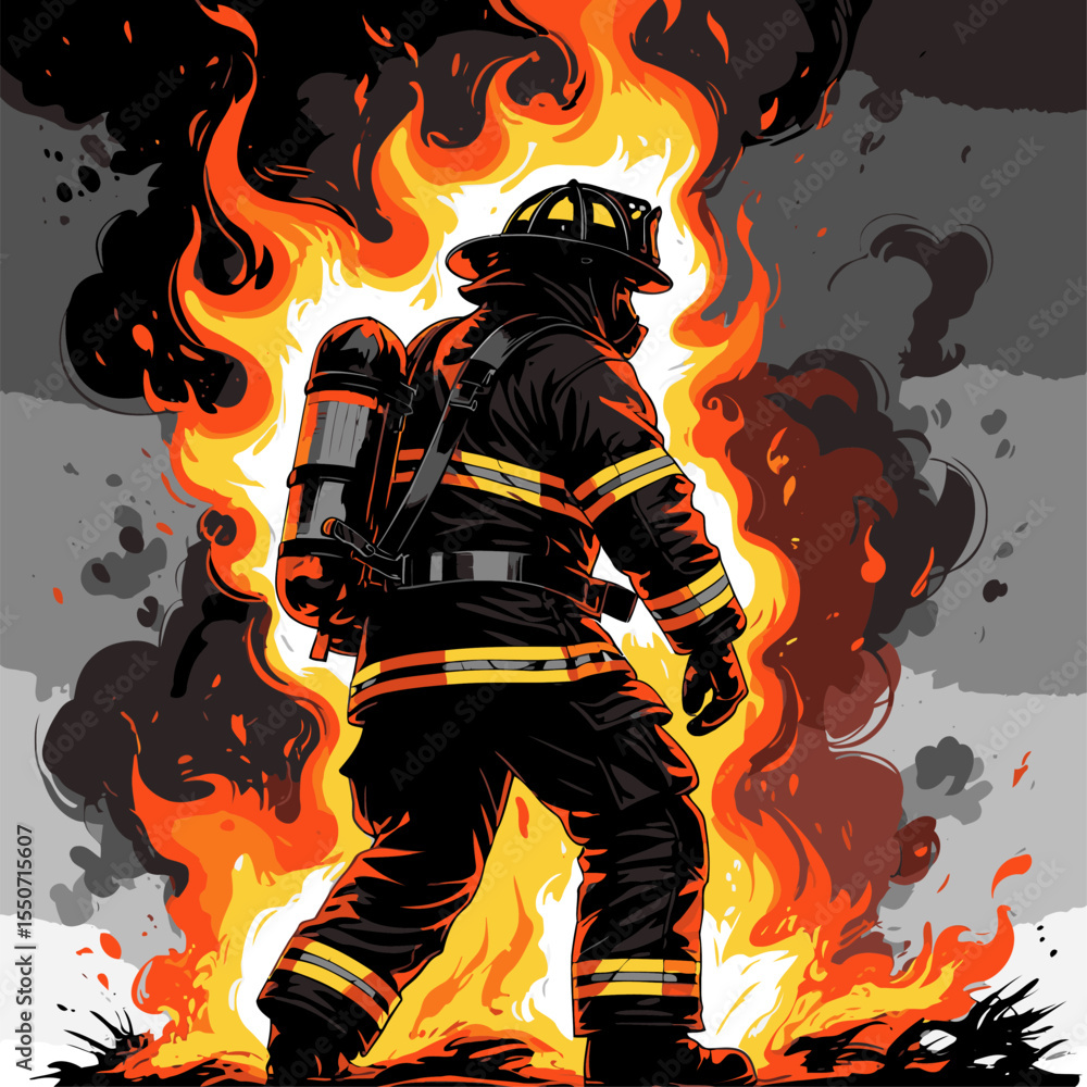 Obraz premium vector image of firefighters on fire for design needs