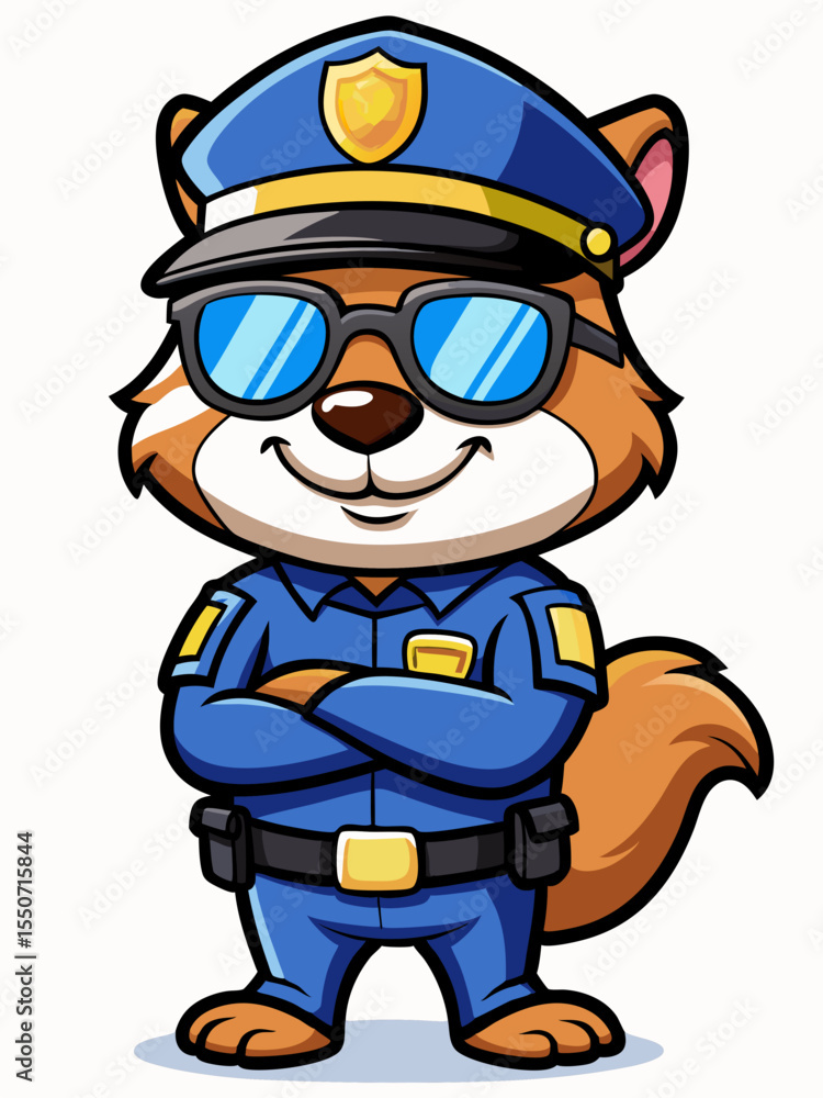 Obraz premium chipmunk police mascot illustration, suitable for logo or mascot character