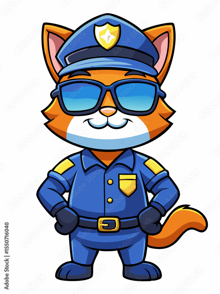 Obraz premium cat police mascot illustration, suitable for logo or mascot character