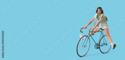 Female hippie riding bicycl...