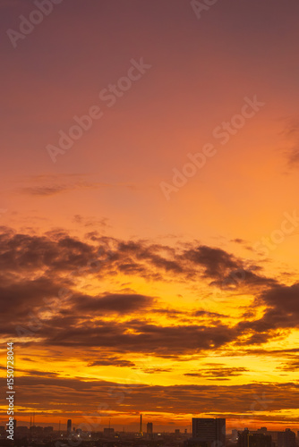 Silhouette of the city with the sky on sunset , Bangkok , Thailand