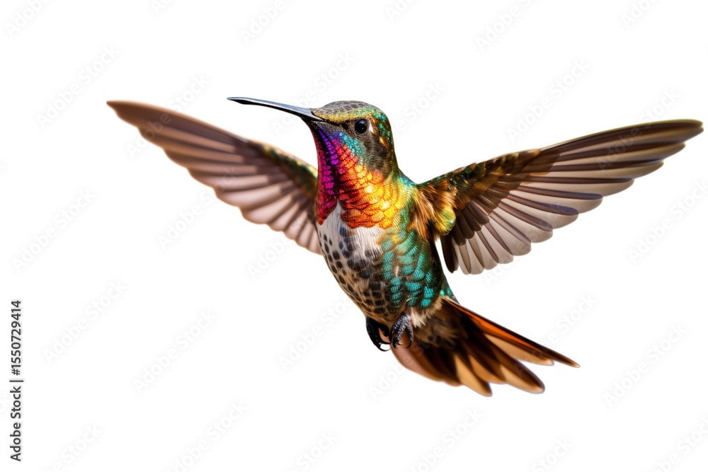 Fototapeta premium Vibrant Hummingbird in Flight: A Stunning Close-Up transparent background png