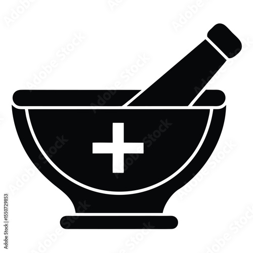 pharmacist element isolated mortar and pestle on white background