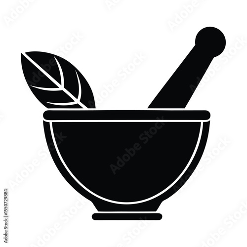 pharmacist element isolated mortar and pestle on white background