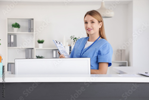 Female medical intern with ...