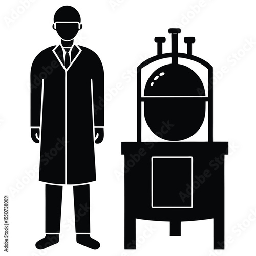 lab technician element isolated autoclave machine on white background