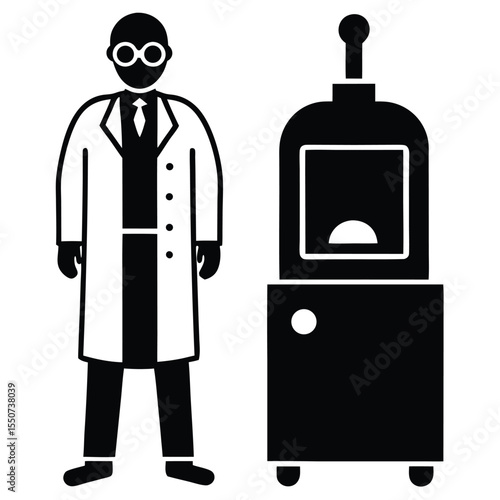 lab technician element isolated autoclave machine on white background