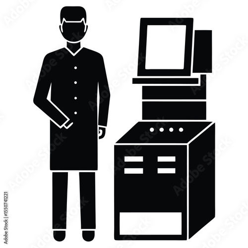 lab technician element isolated pcr machine on white background