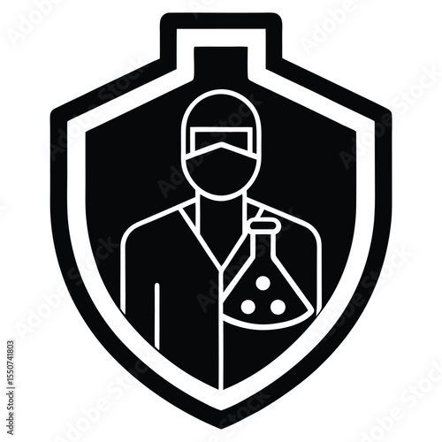 lab technician element isolated protective shield on white background