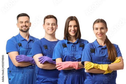 Team of young janitors on w...