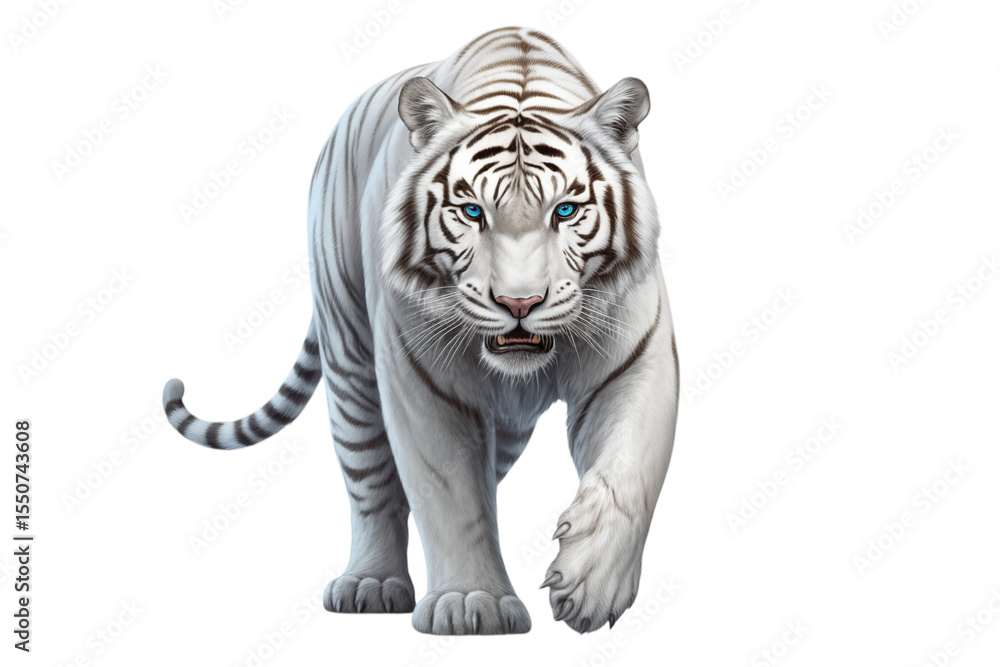 Obraz premium Majestic White Tiger: A Powerful and Striking Portrait transparent background png