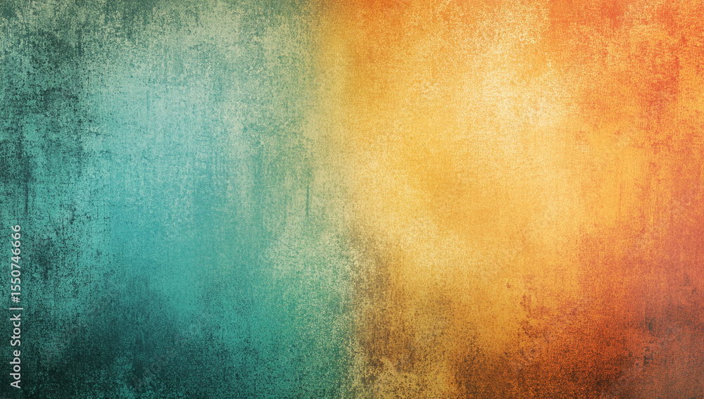 Obraz premium Textured Gradient Background Transitioning from Turquoise to Orange with Vintage Feel