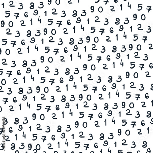 Digital texture in the form of prime numbers scattered across the canvas.