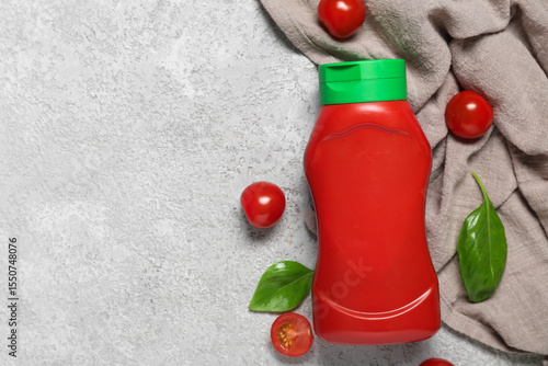 Bottle of tasty ketchup wit...